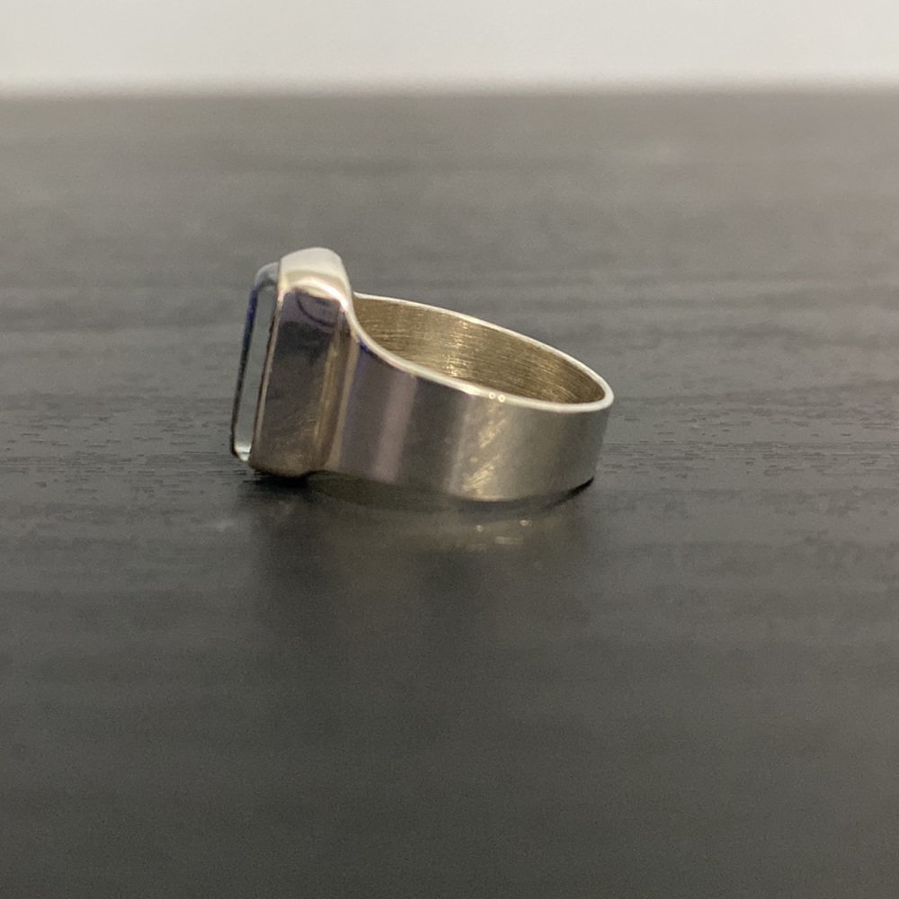 925 Sterling Silver Ring with Handblown Glass Stone Size 6¼ - Picture 5 of 9
